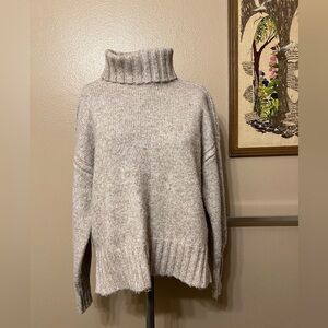 INDUSTRY cowel neck Cozy Knit Sweater in Light Heather Gray